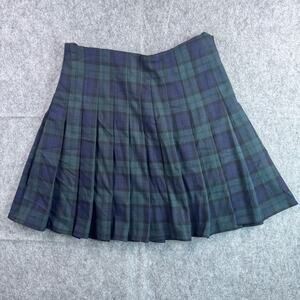 Brandy Melville Schoolgirl Blue Green Mini Varsity Plaid Pleated Skirt